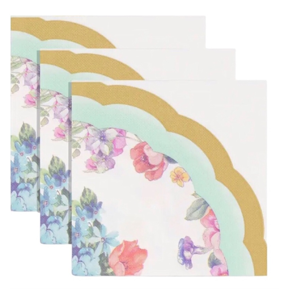 Three (3) Individual Square Faux Scalloped DIY Craft Napkins: Pastel Florals